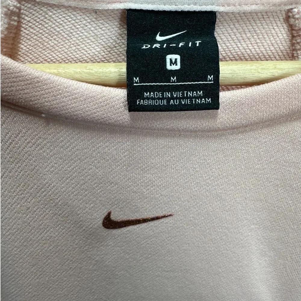 Nike Women's Center Swoosh Crop Crew Neck Sweatshirt Long Sleeves Pink Size M